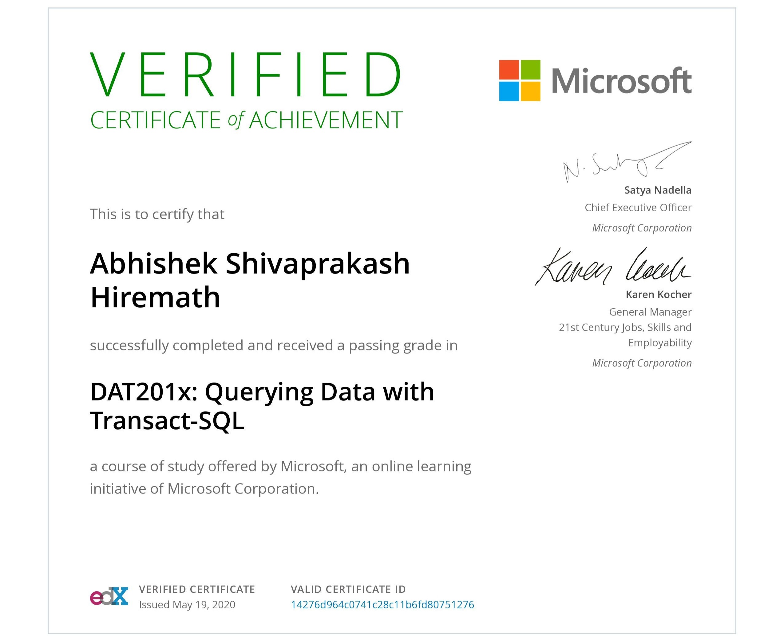 Querying Data with Transact-SQL